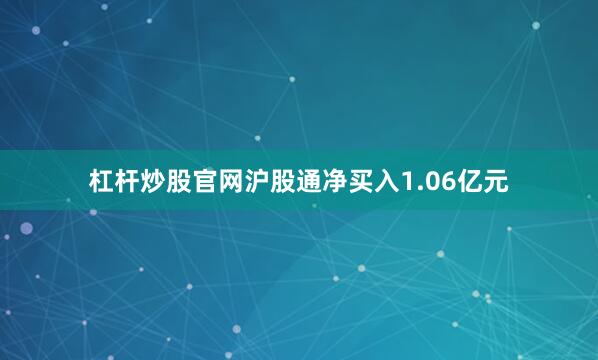 杠杆炒股官网沪股通净买入1.06亿元
