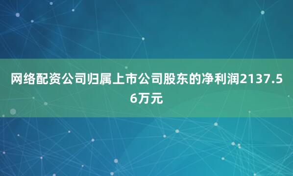 网络配资公司归属上市公司股东的净利润2137.56万元